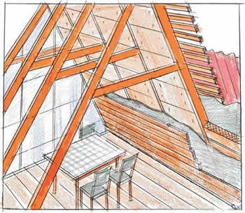 Конструкции интерьера мансарды