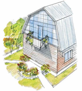 Торцевая стена мансарды выполняется из прозрачного бетона