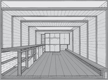 Вариант компоновки гаражного помещения